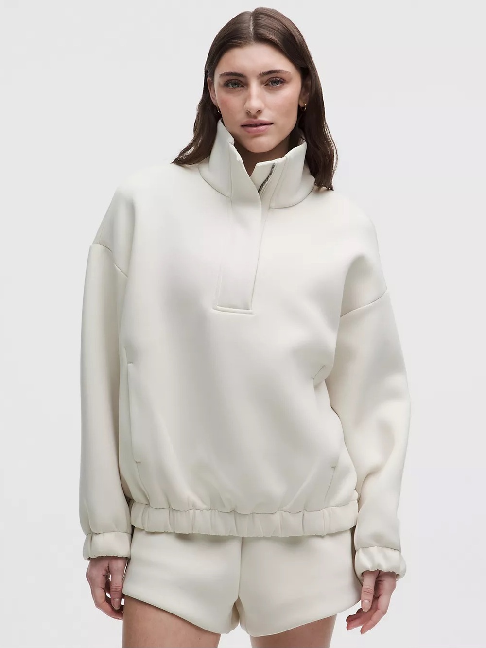 Lululemon Light Ivory Large Oversized Sleek Spacer Half Zip